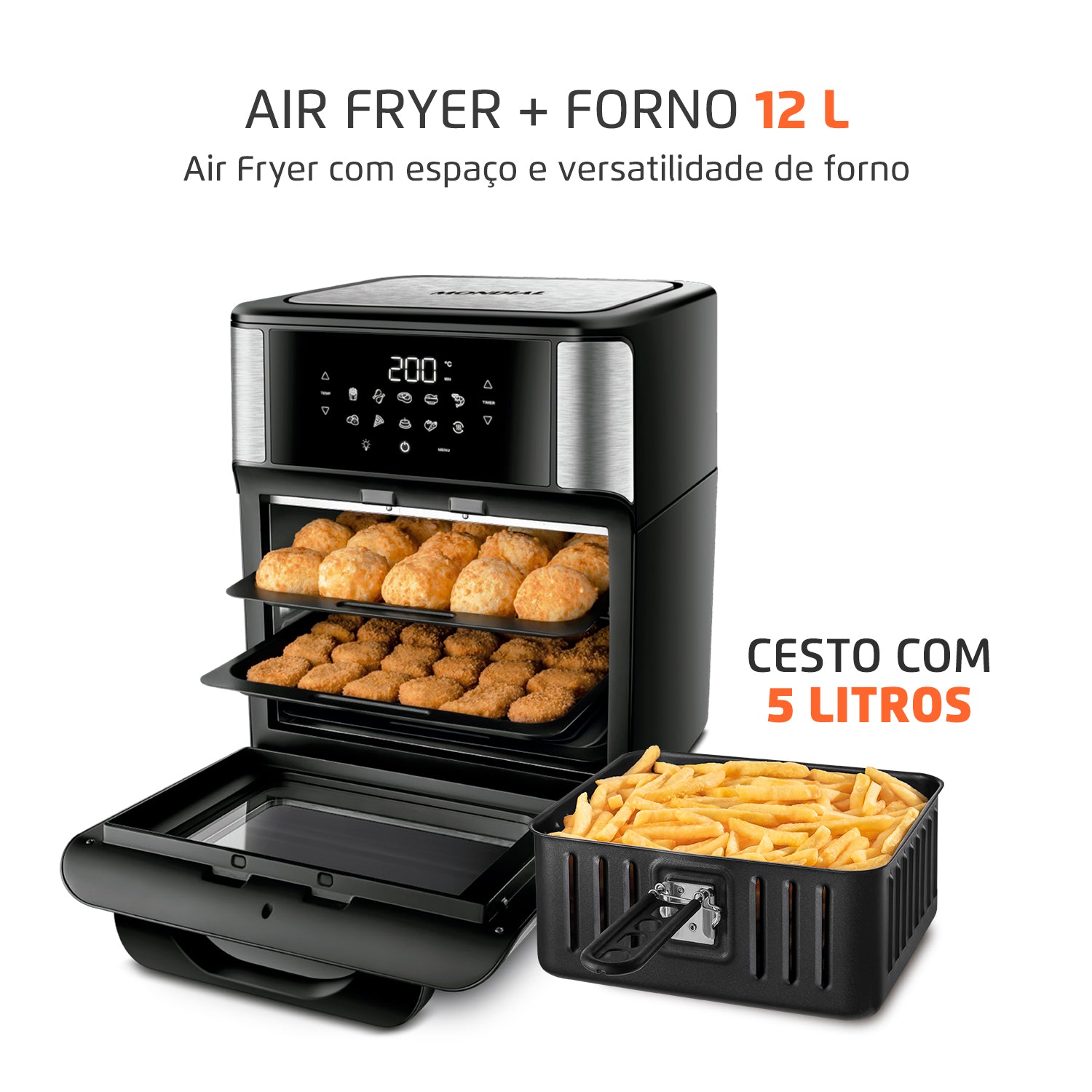 Fritadeira Elétrica Mondial AFON-12L-BI 12L Forno Oven 2000W Fritadeira Elétrica Mondial AFON-12L-BI 12L Forno Oven 2000W